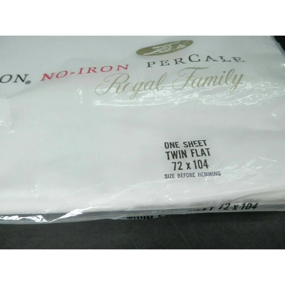 New Vintage 1 Flat Twin CANNON Royal Family White Bed Sheet NOS Percale USA Made